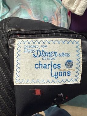 Charles Lyons Tailored Jacket and Pants Suit set; Black pinstripe.